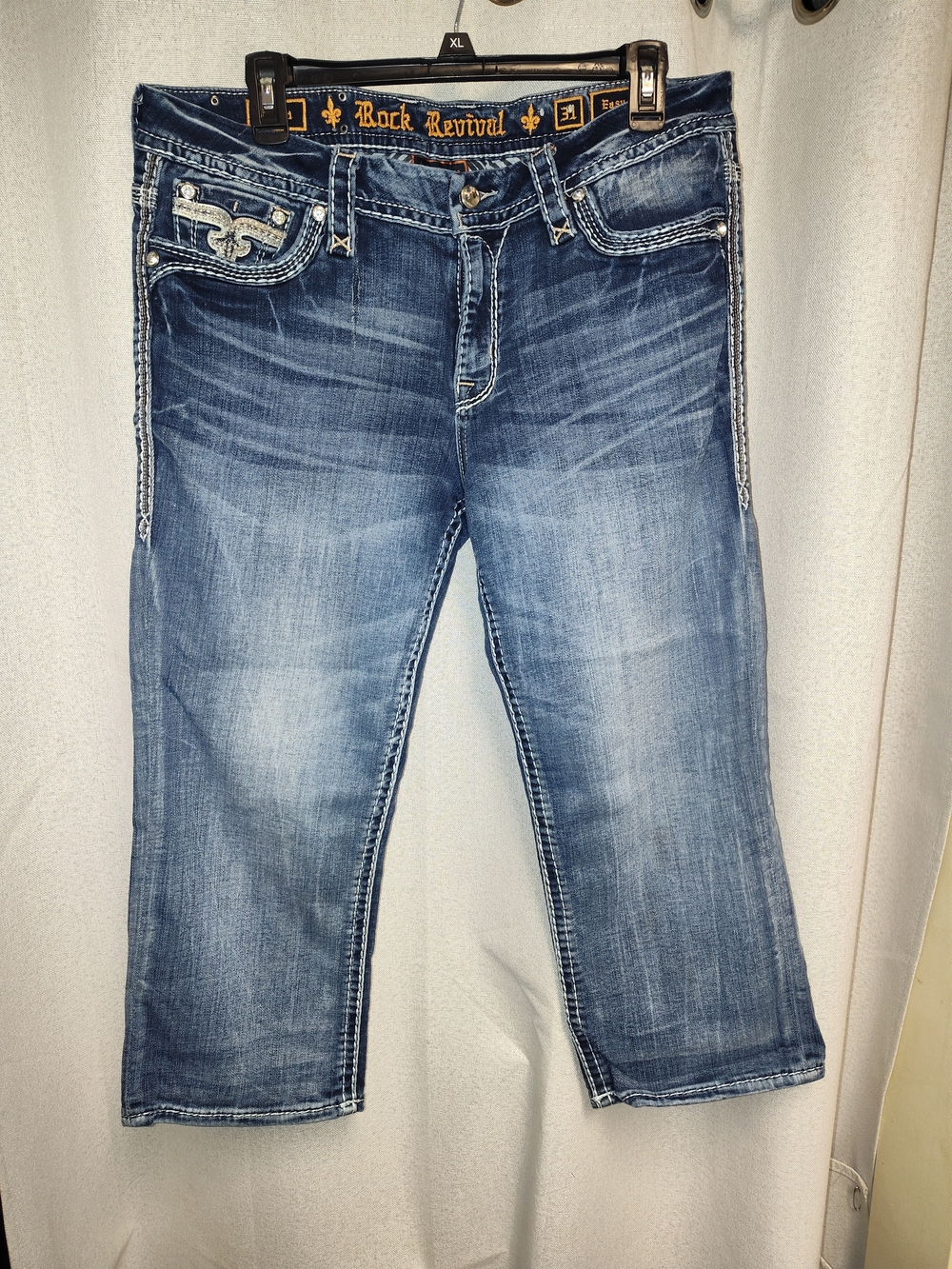 Rock Revival Womens Washed Blue Relaxed Easy Crop